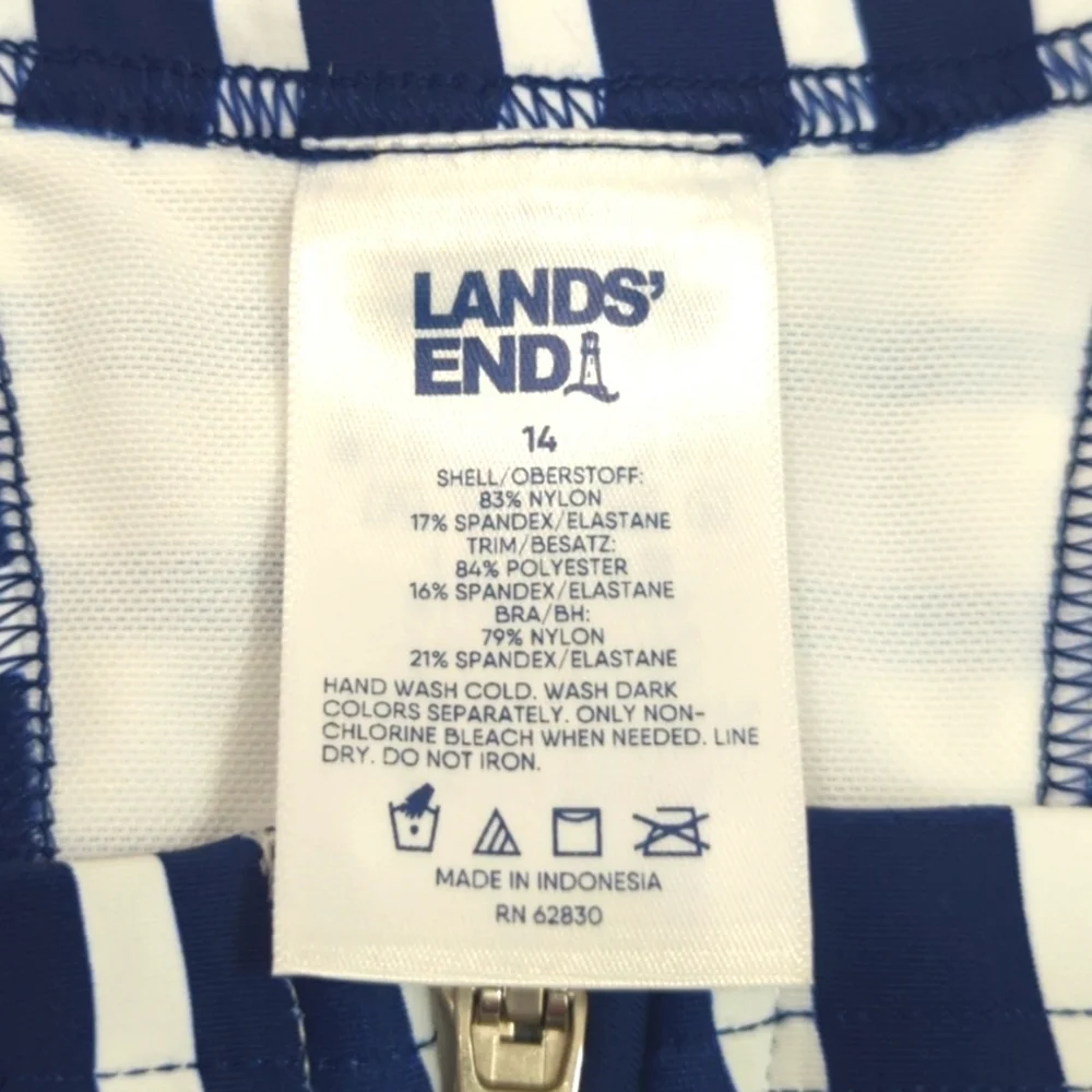 Land's End Chlorine Resistant High Neck Zip Front Racerback Tankini Top